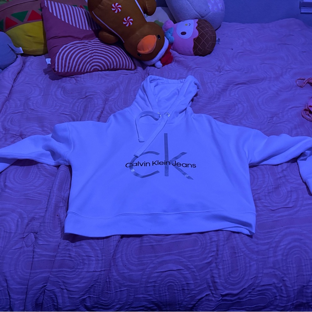Calvin Klein White Pullover Hoodie